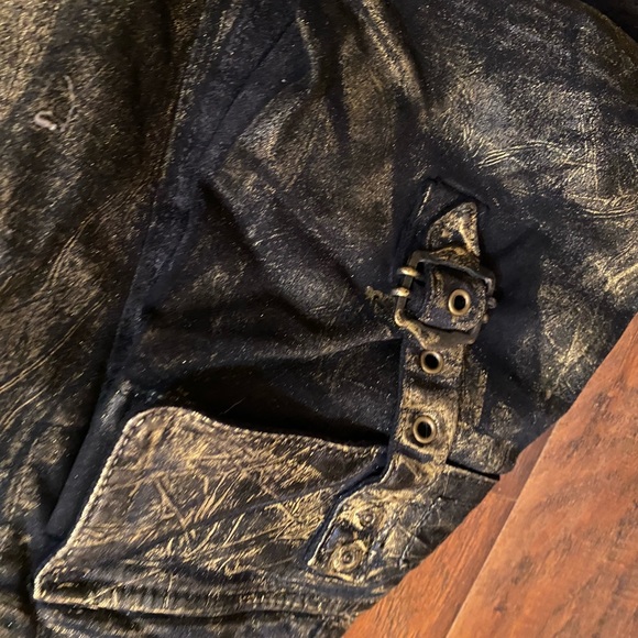 SOLD Gold Waxed Robin’s Jeans Buckle Denim Jeans - Picture 8 of 11